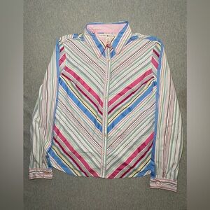 Vintage Tommy Hilfiger Women's Y2K Striped Button Up Blouse Top Size Large 2004